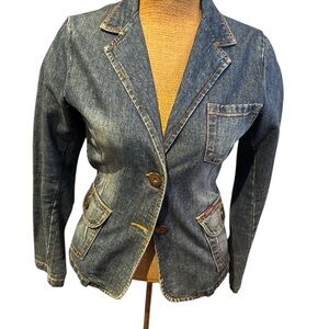Carol’s Denim Blue Blazer-Style Jacket Structured Denim